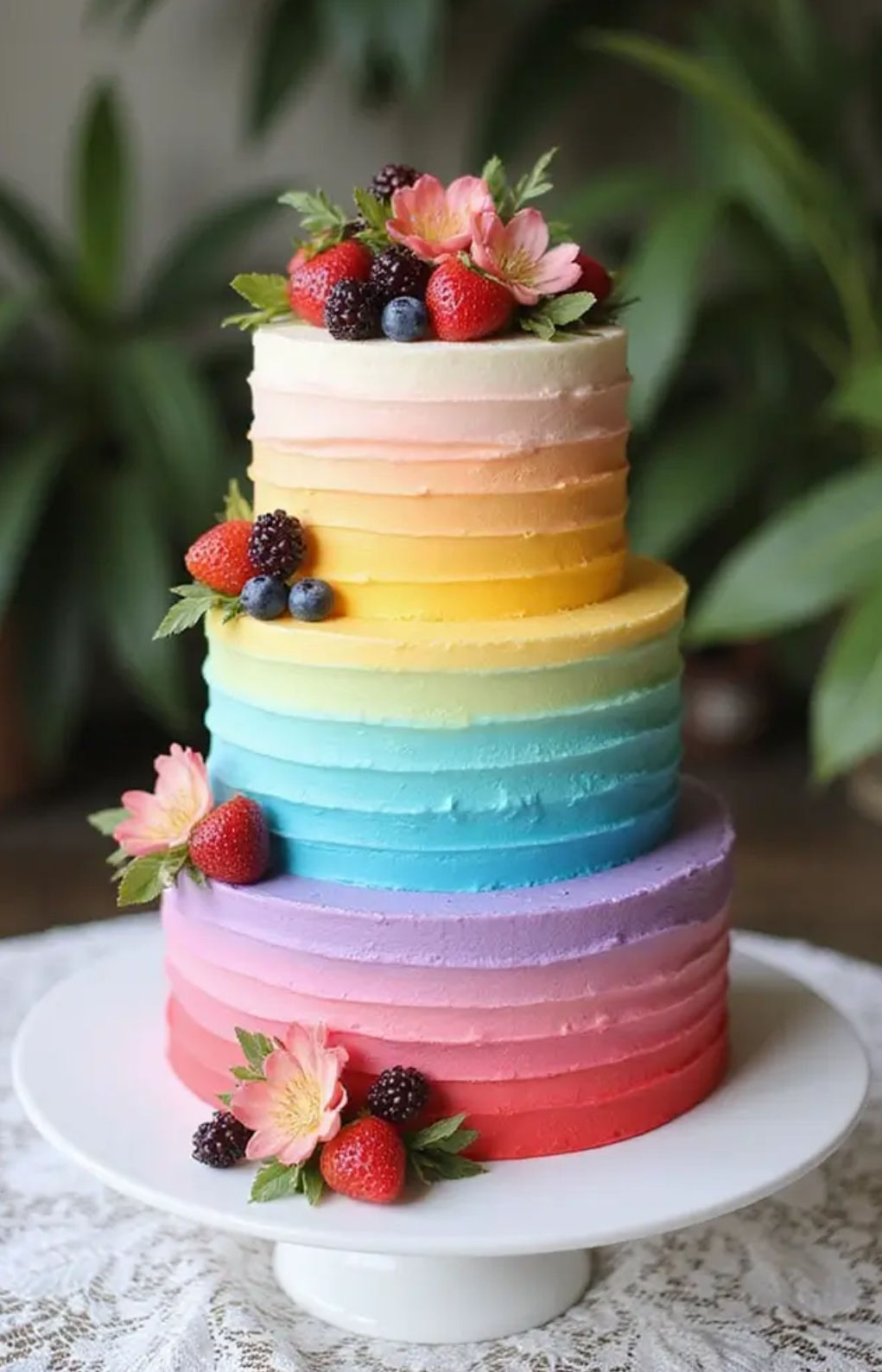 Rainbow Ombre Wedding Cake