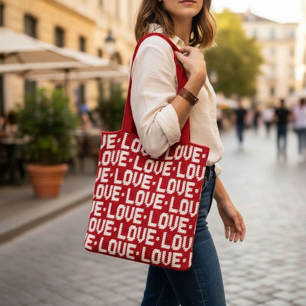 Thumbnail: Love Wrap Crochet Tapestry Tote Bag
