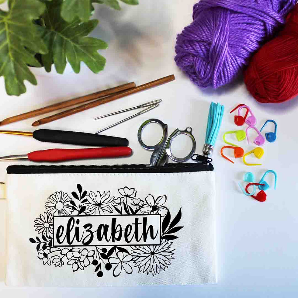 Thumbnail: Flower With Name Small Canvas Pouch Bags