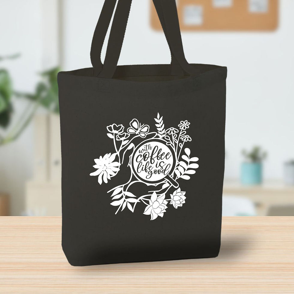 With Coffee Life Is Good Canvas Tote Bag