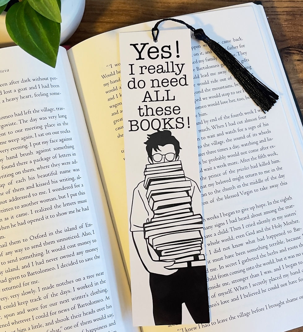 Thumbnail: I Really Need All These Books Double Sided Bookmark, Girl and Boy