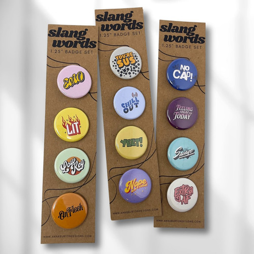 Trendsetter Slang Words Badge Sets Anna Burton Designs