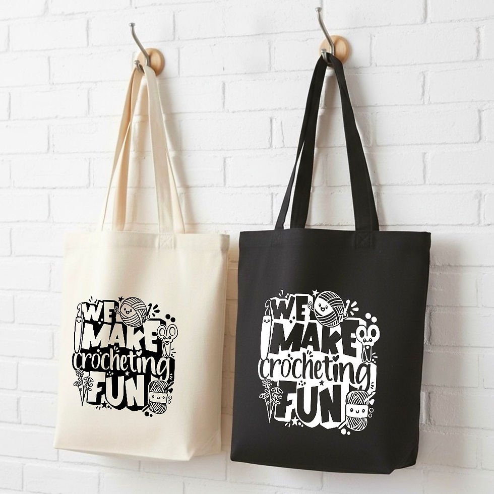 Thumbnail: We Make Crocheting and Knitting Fun Canvas Tote Bag