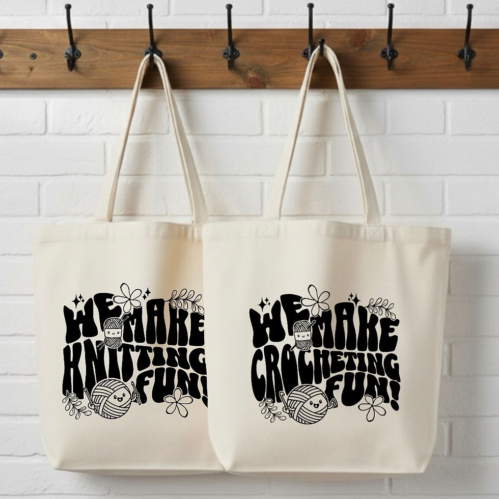 Thumbnail: We Make Crocheting and Knitting Fun Canvas Tote Bag