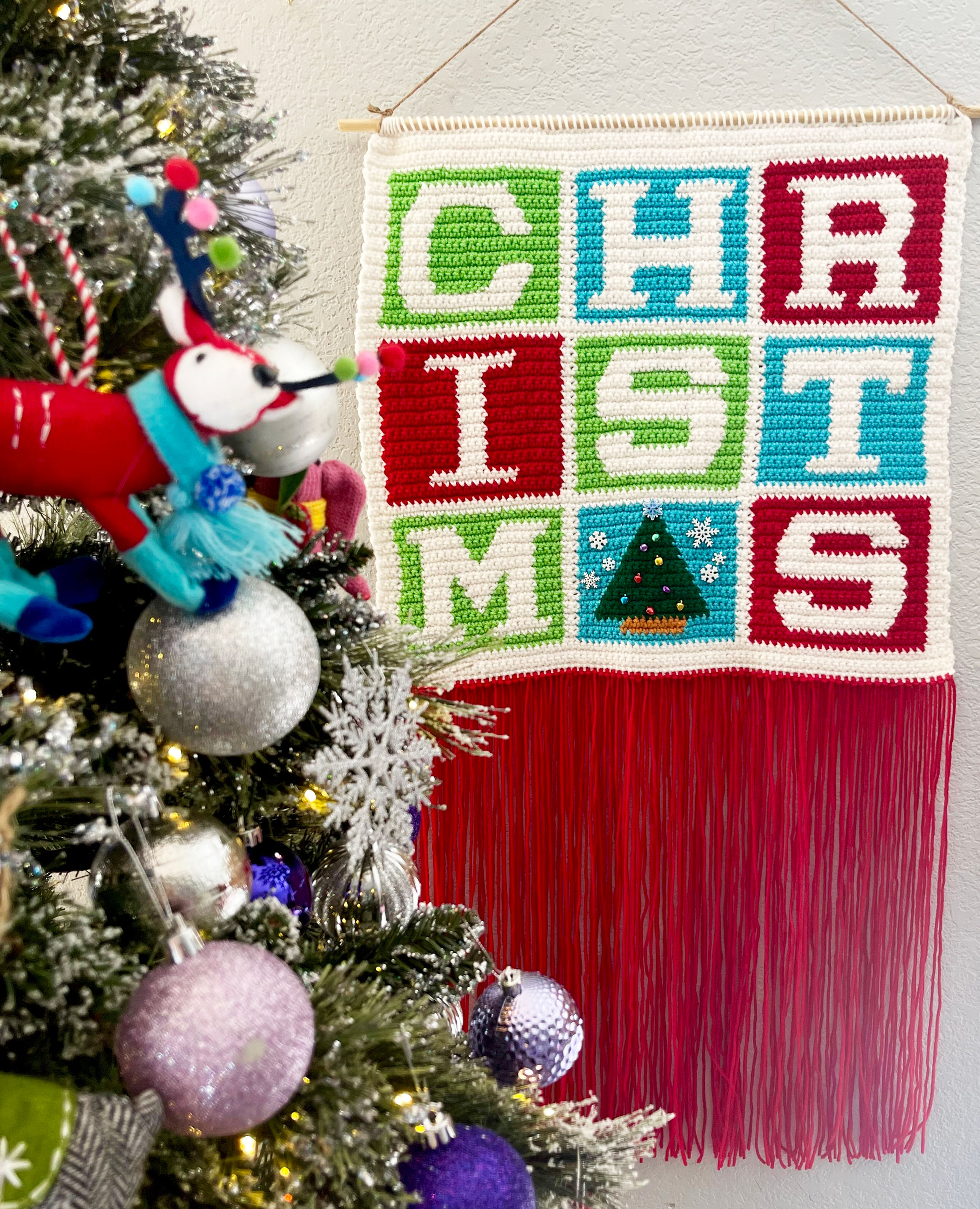 Christmas Blocks Crochet Wall Banner