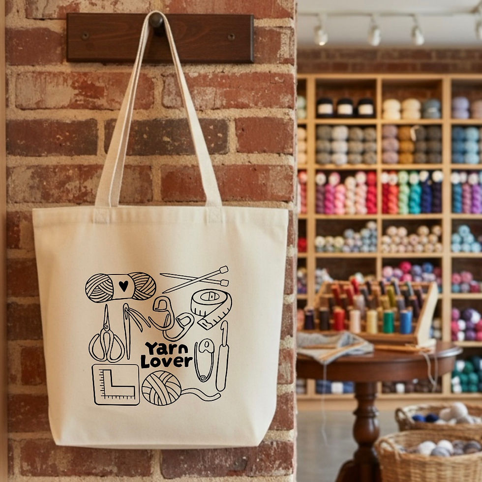 Thumbnail: Yarn Lover Doodle Canvas Tote Bag
