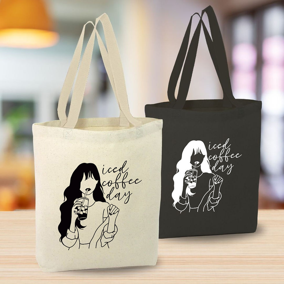 Thumbnail: Iced Coffee Kinda Day Canvas Tote Bag