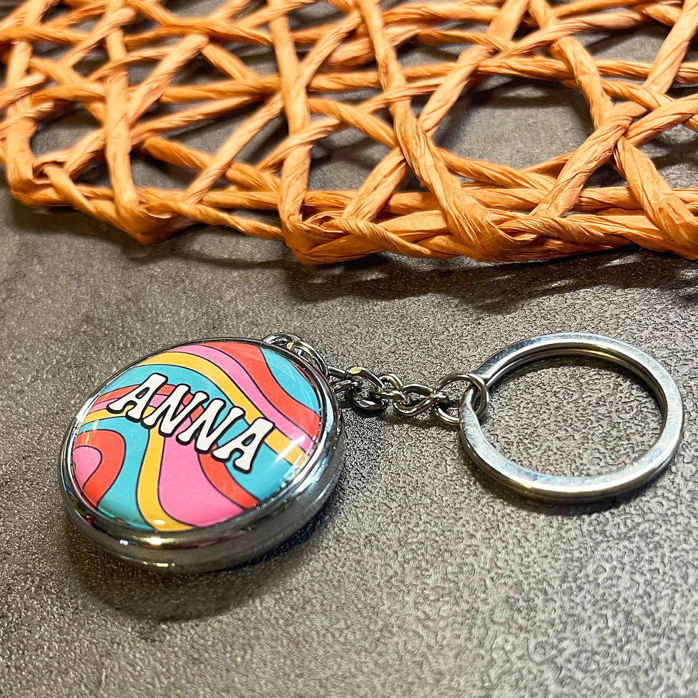 Thumbnail: Retro Button Keychain - Personalized