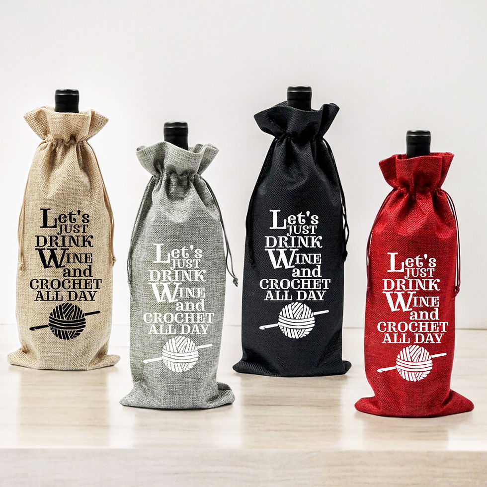 Thumbnail: Let's Just Drink Wine and Crochet/Knit All Day Wine Gift Bag