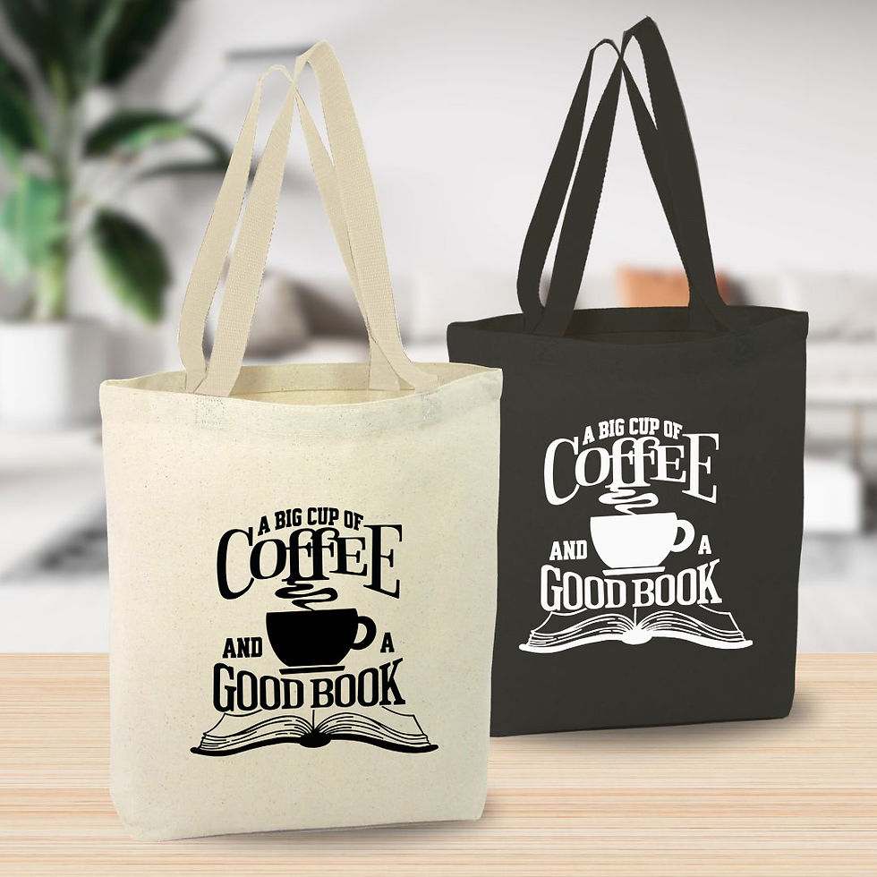 Thumbnail: A Big Cup Of Coffee And A Good Book Canvas Tote Bag