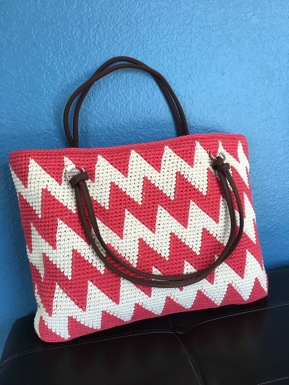 Thumbnail: Denise Zig Zag Crochet Tote Bag