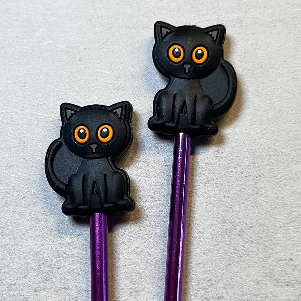 Black Cat Knitting Needle Point Stopper - set of 2