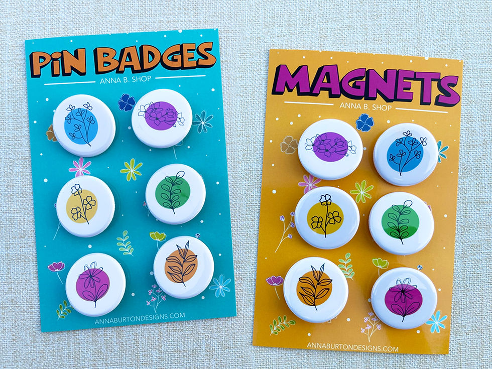 Thumbnail: Doodle Floral Pin Badges & Magnets