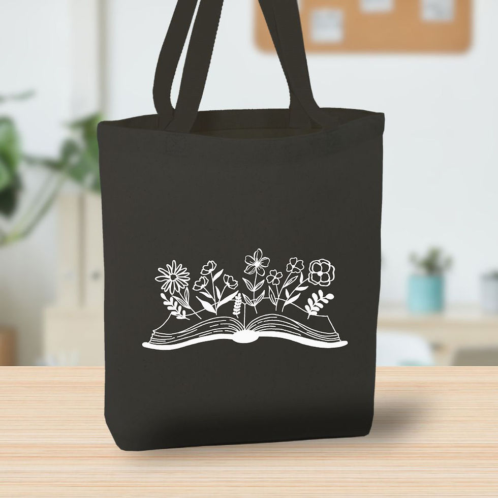 Thumbnail: Floral Book Canvas Tote Bag