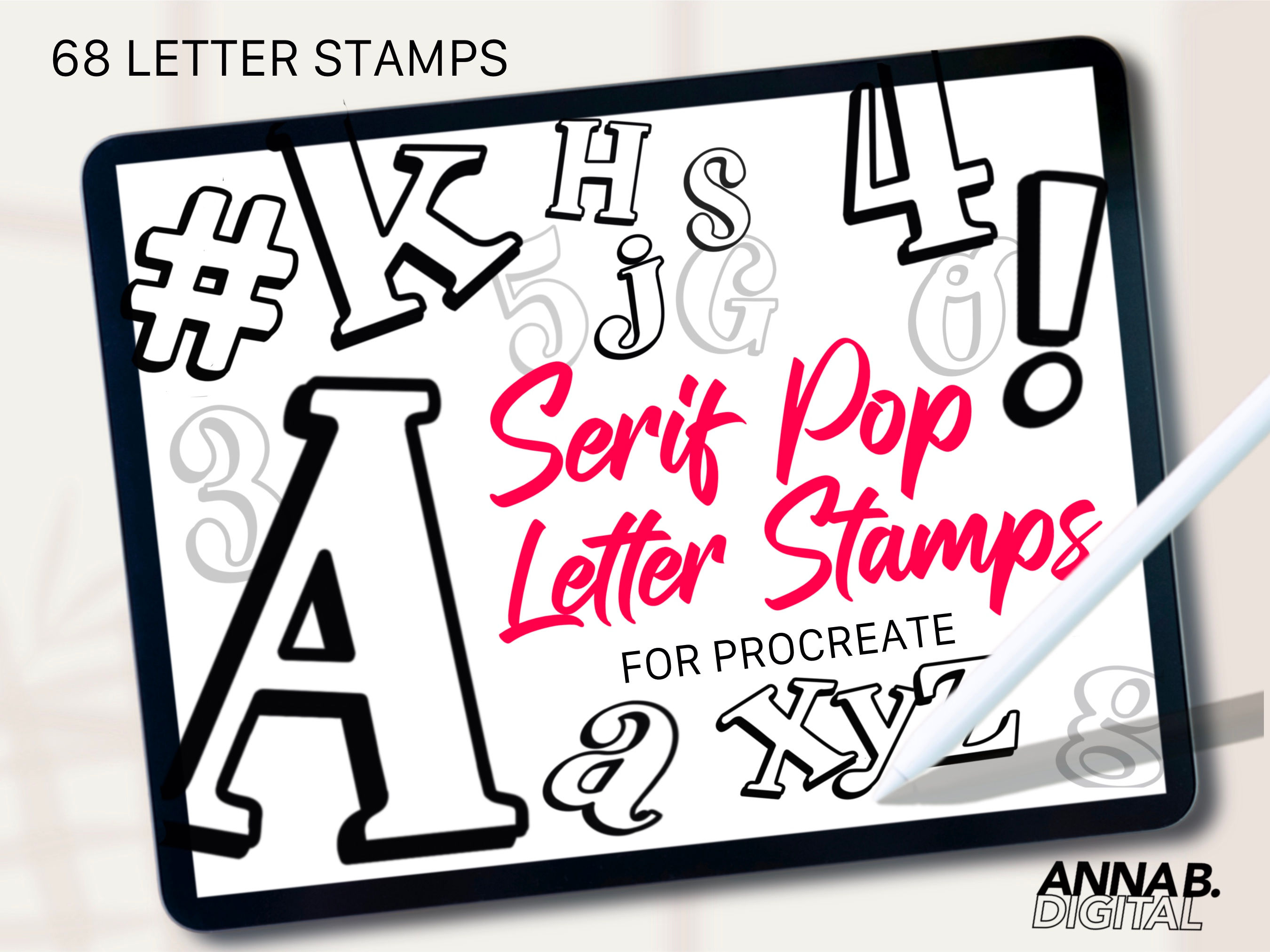 Serif Letter Procreate Stamps