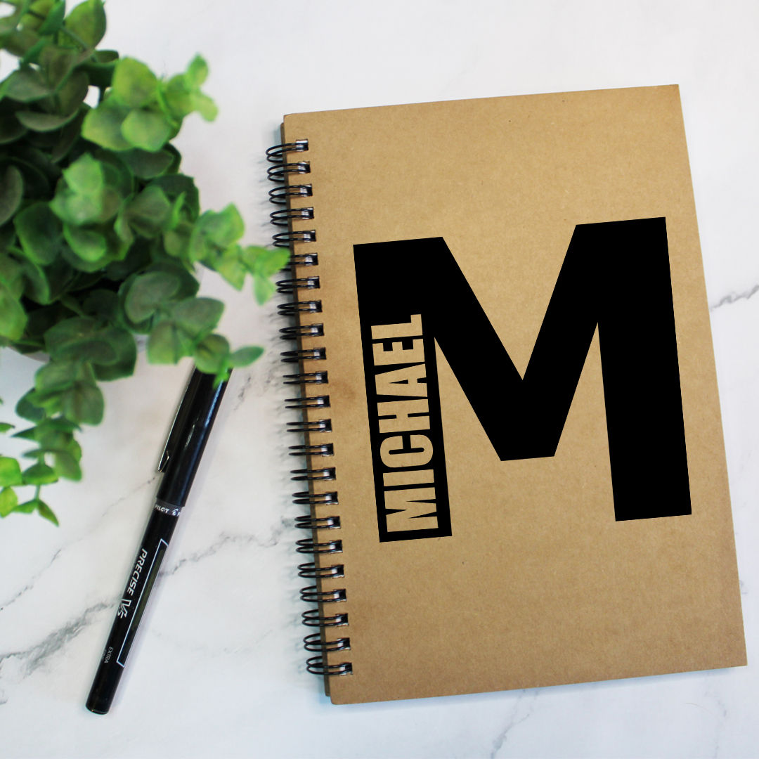 Block Letter Monogram with Name Kraft Notebook
