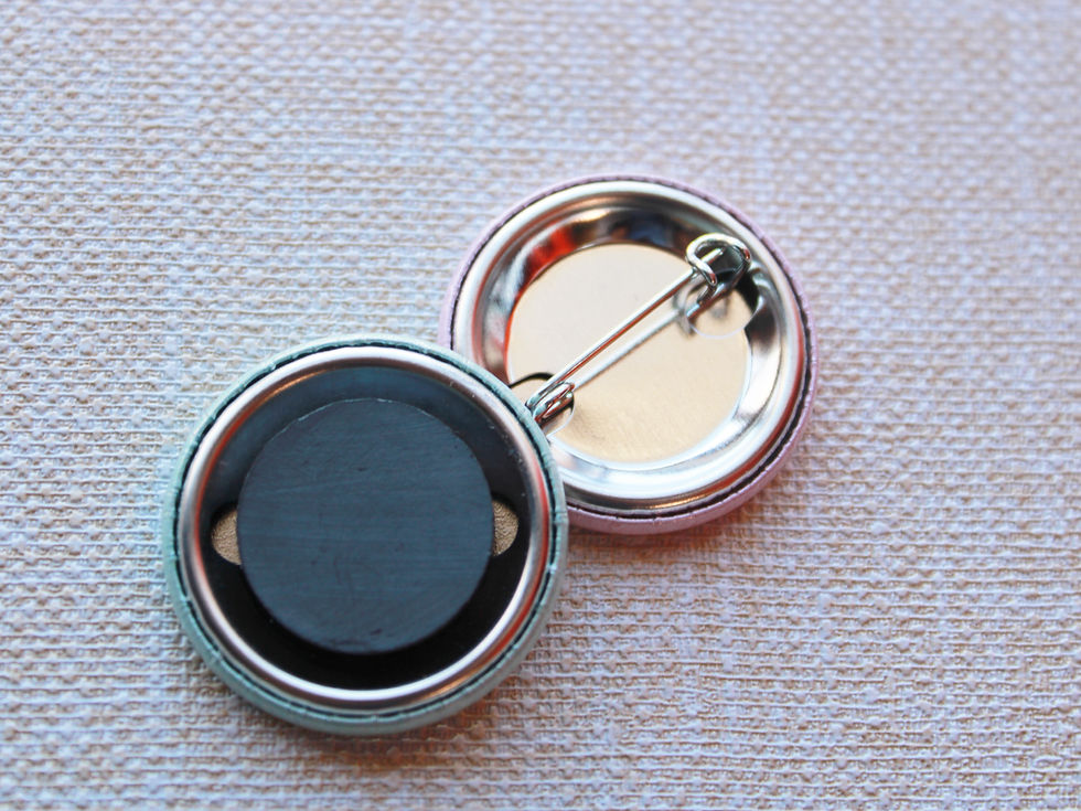 Thumbnail: Large Cap Pattern Letter Pin And Magnet Badge