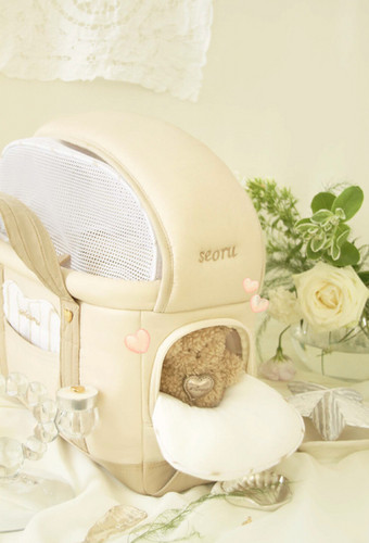 SEORU HEART VERU PET CARRIER BAG BEIGE | CutiePawty
