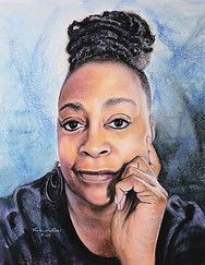Self-portrait in pastel of artist Lisa H