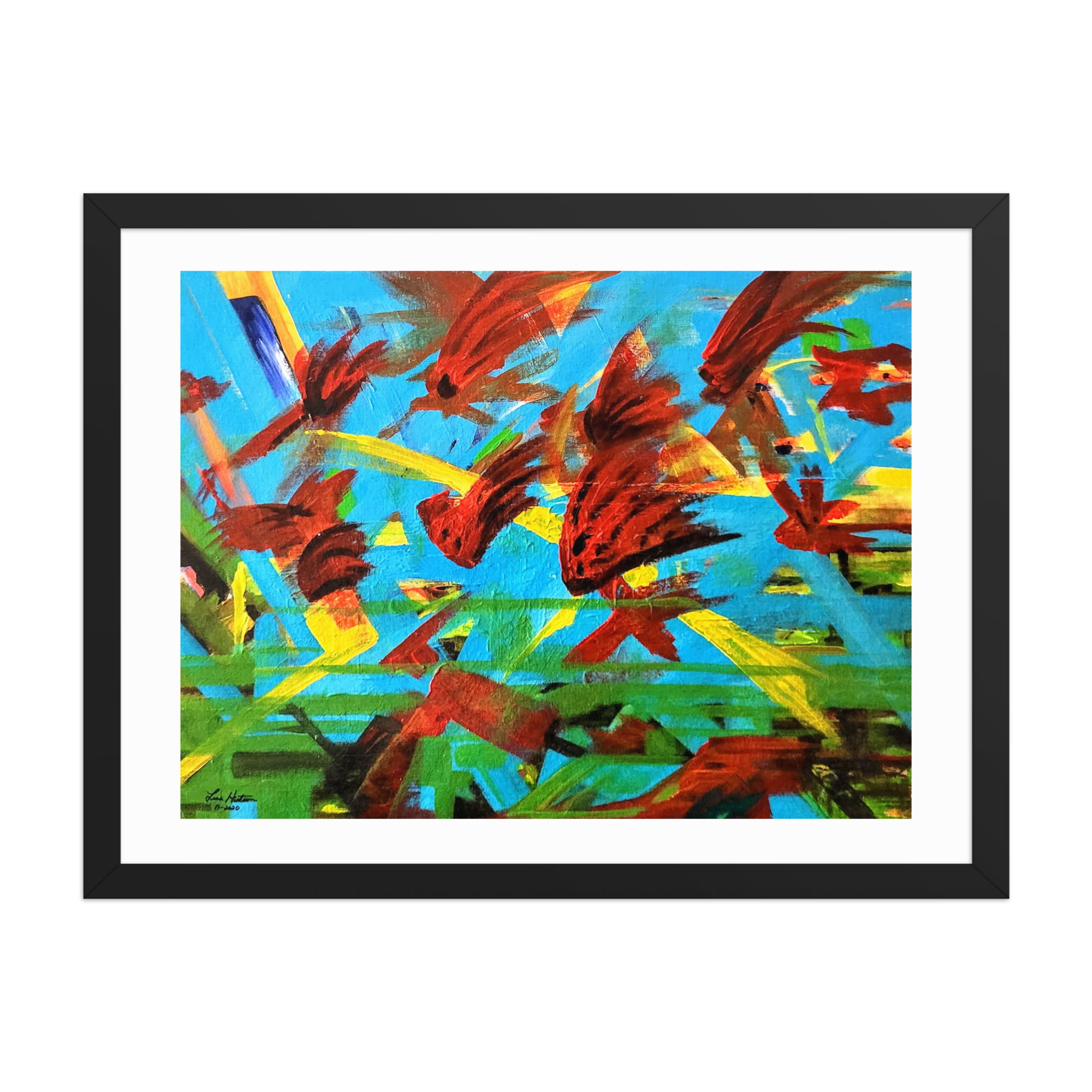 Framed photo paper poster "Red Wings"