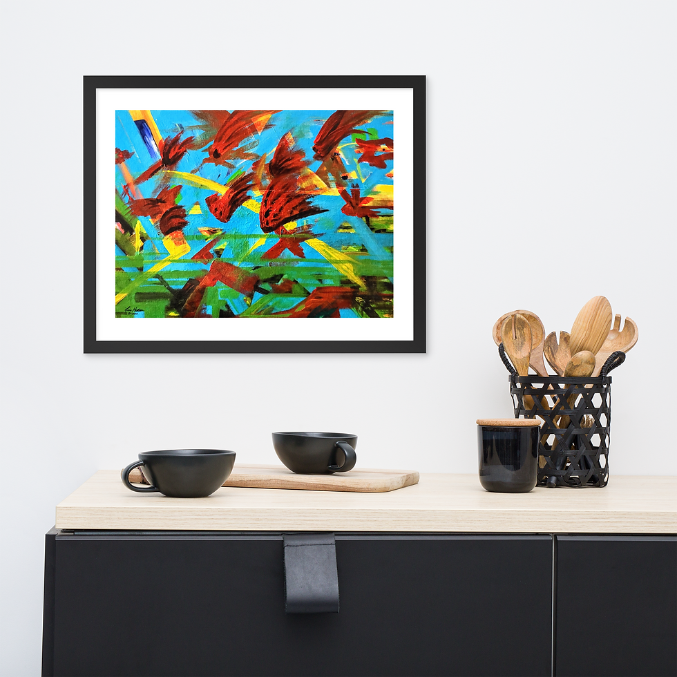 Thumbnail: Framed photo paper poster "Red Wings"