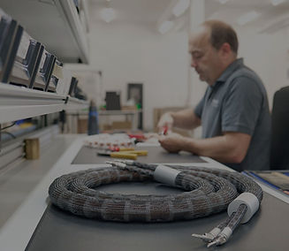 In-Akustik factory picture, showing bespoke cable construction