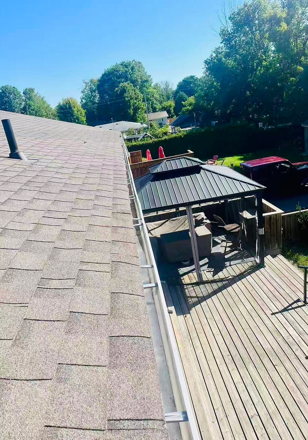 Spotless cleaned gutter ready for leaf protection in Vaughan.