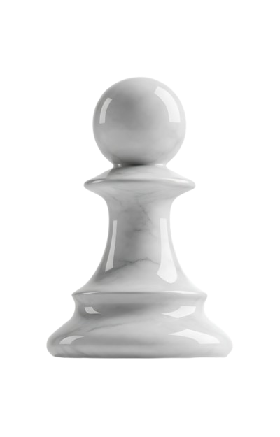 Pion blanc échiquéen, prêt pour le jeu, sur fond noir, symbole de stratégie.