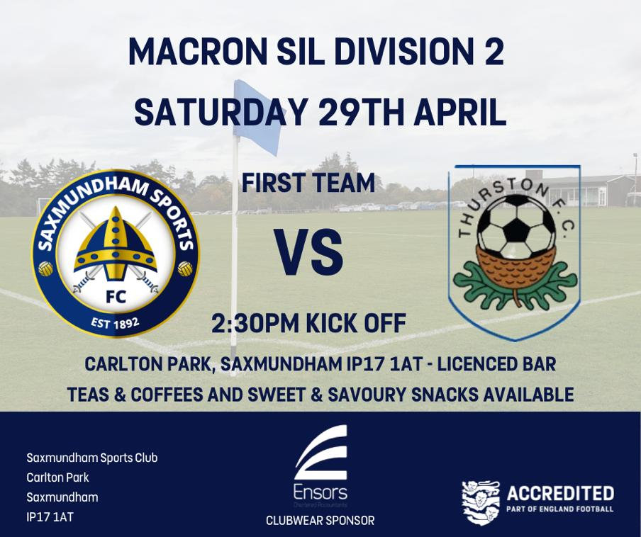 MATCH REPORT - FIRST TEAM v THURSTON 29/04/2023