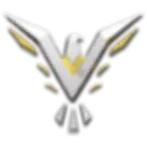 Metallic silver and gold V-shaped eagle TLIU logo on a black background.