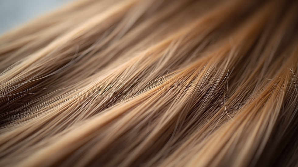 Close-up view of silky straight hair extensions laid out neatly