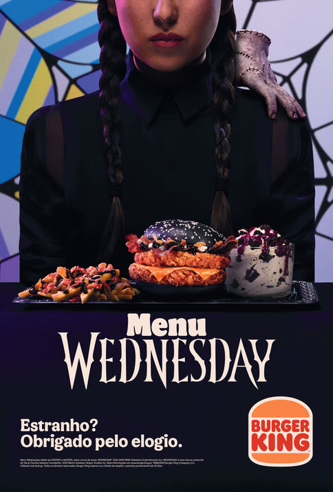 Burger King reinventa hambúrguer com toque sombrio de "Wednesday"