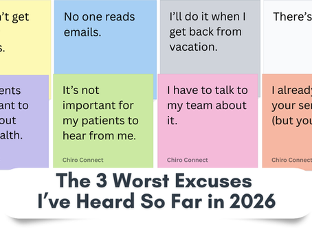 Chiropractic email marketing excuses blog discussing retention and reactivation strategies in 2026