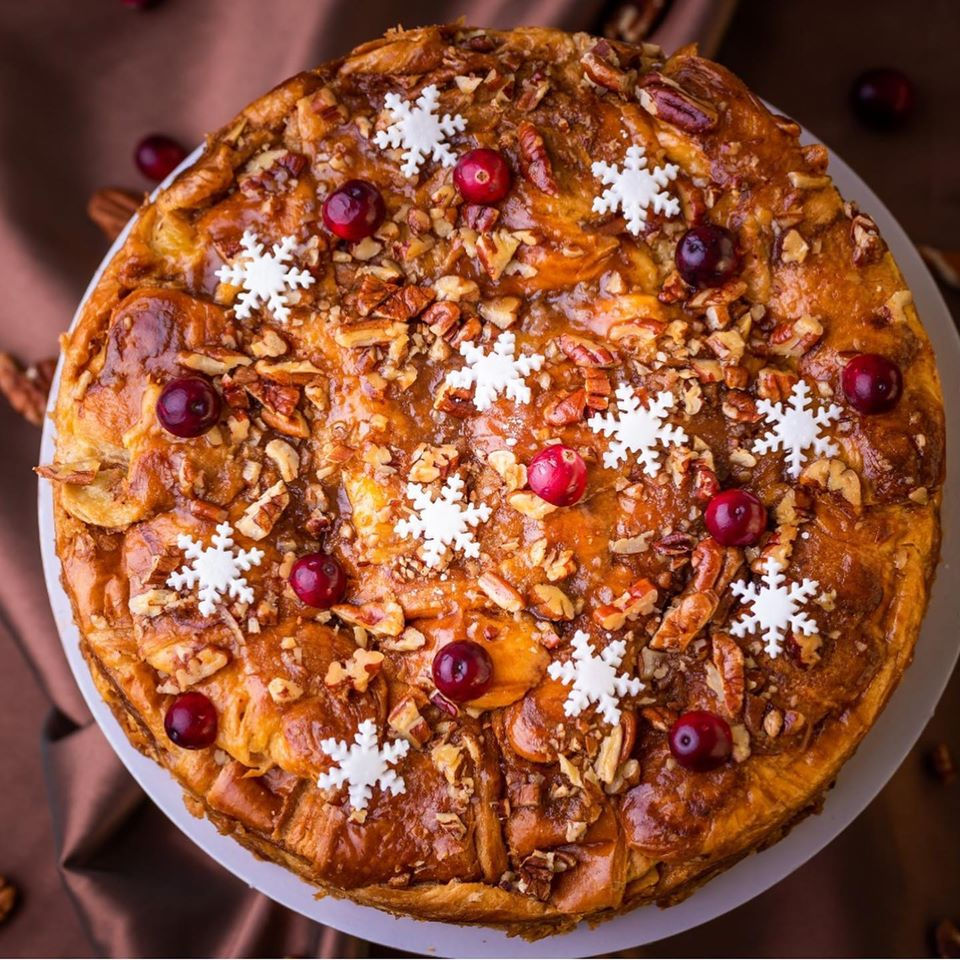 Caramelised Banana & Pecan Croissant Bread & Butter Pudding