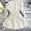 Thumbnail: White Print Cinched Waist Flounce Corduroy Dress