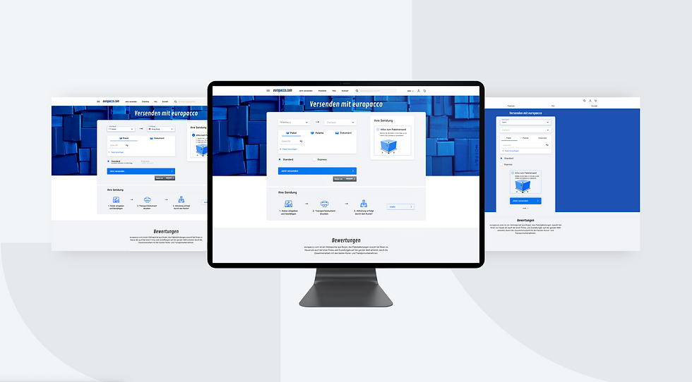 Europacco custom e-commerce platform case study – desktop interface showcasing shipment booking and tracking features