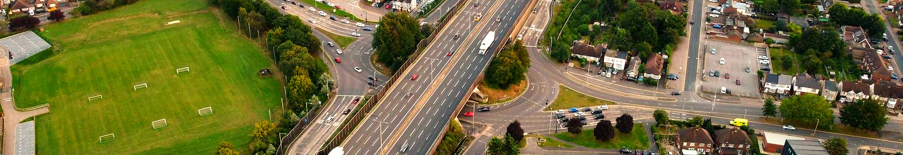 A busy intersection of a motorway in the UK