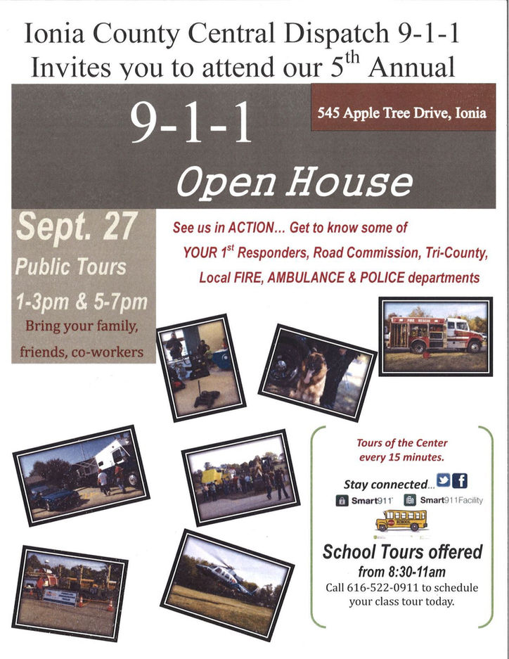 Ionia County 9-1-1 Open House set for September 27th