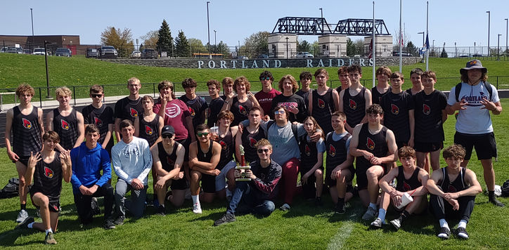 Raider Boy’s Track takes home 1st Place Hardware at Portland Track Invitational, beats Eaton Rapids