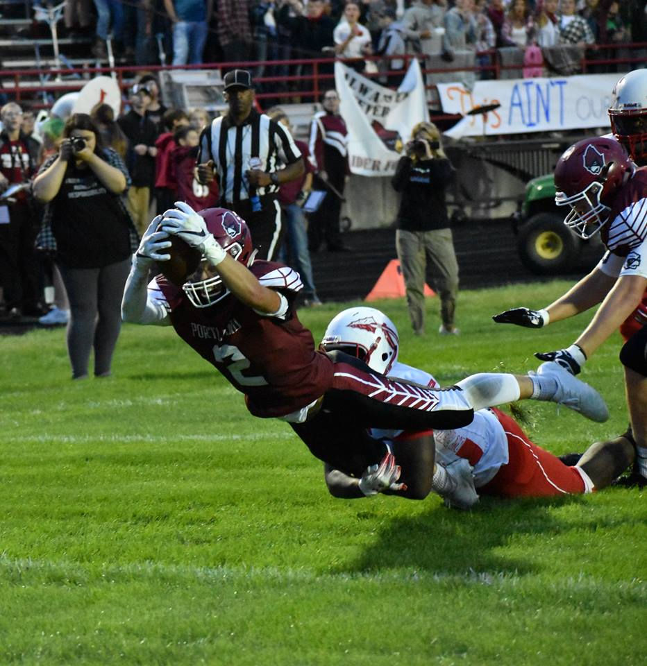 Senior Jake Veale crossing the goal line.  Photo by Brian Foreback.