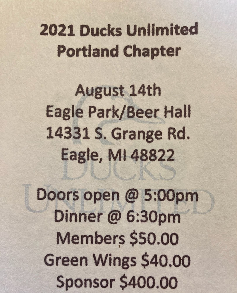 Ducks Unlimited 2021 Banquet set for August 14