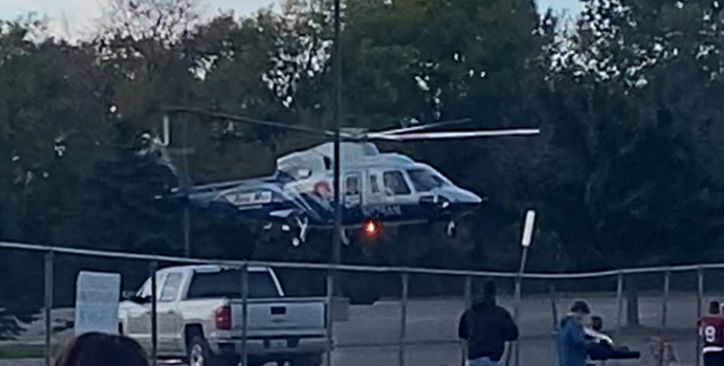 Helicopter uses middle school parking lot to assist with accident