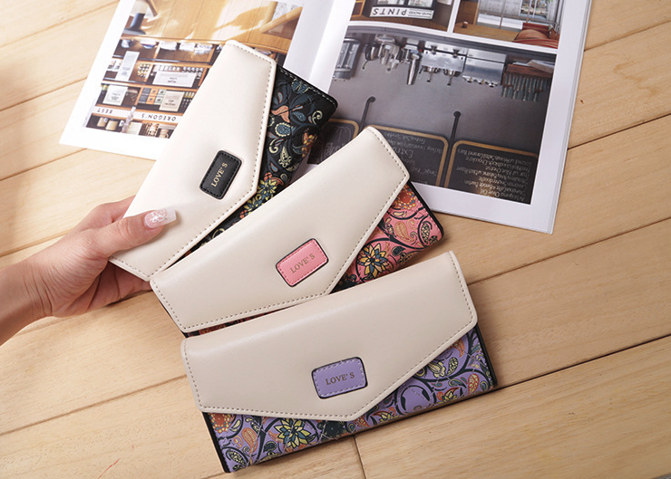 Thumbnail: Fashion Women Leather Envelope Clutch Wallet Long Card Holder Purse Bag Handbag