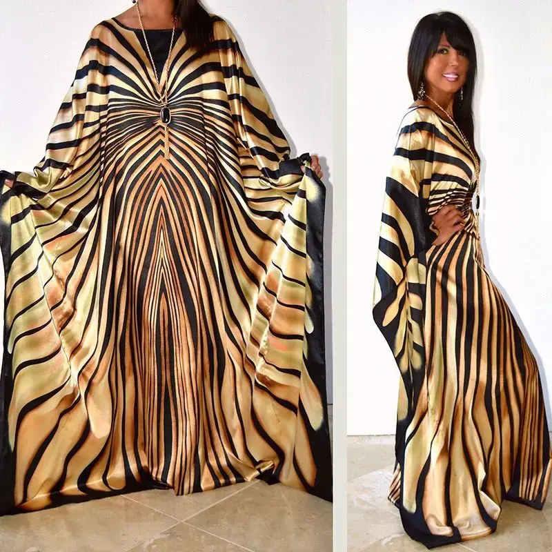 Miniatura: African Dress for Women Fashion Zebra Stripe Print Dress Plus Size Free Size
