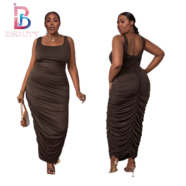 Women’s Plus Size Sleeveless Stretchy Summer Midi Dress