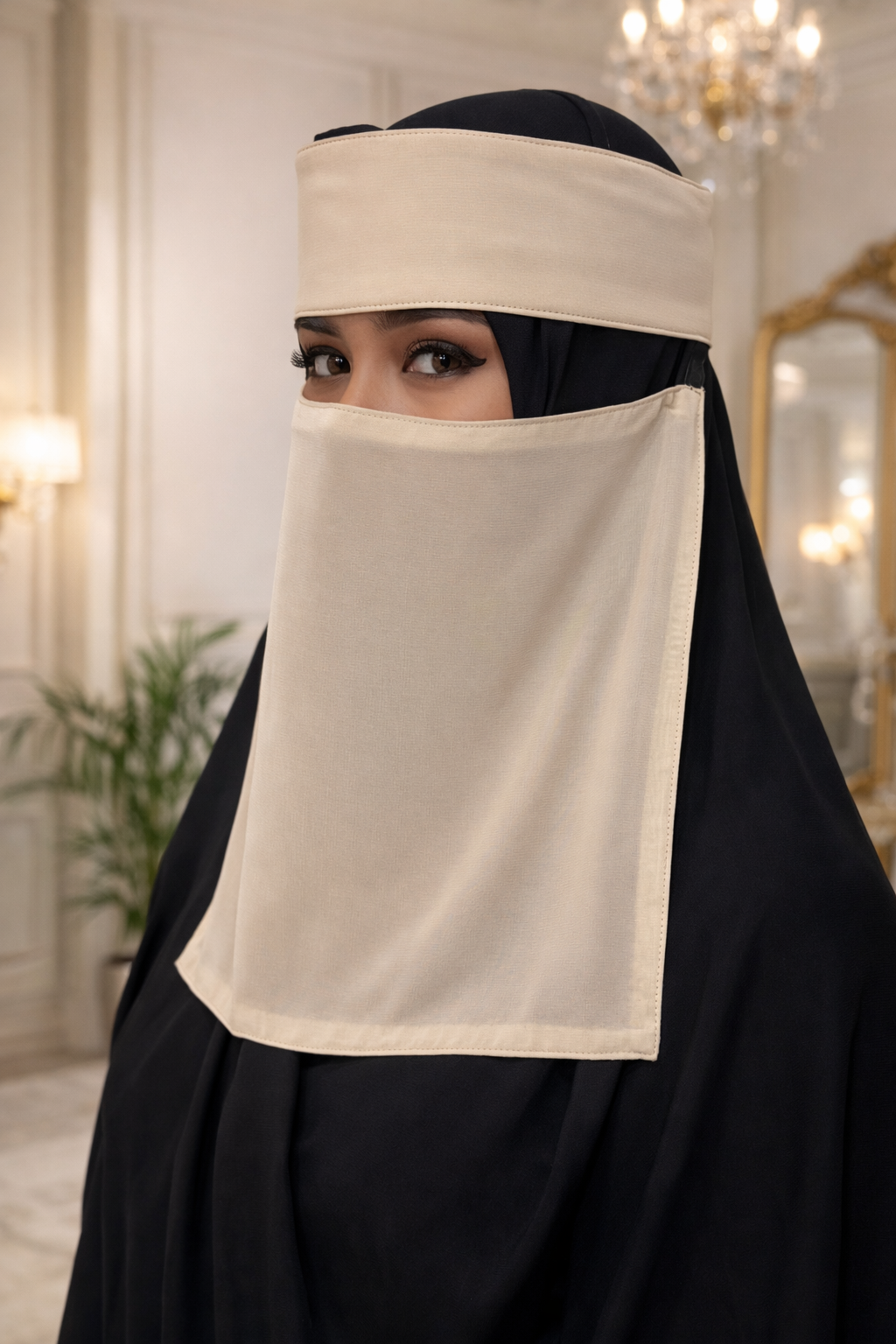 Reversible dual shade saudi niqabs (black side other side color)