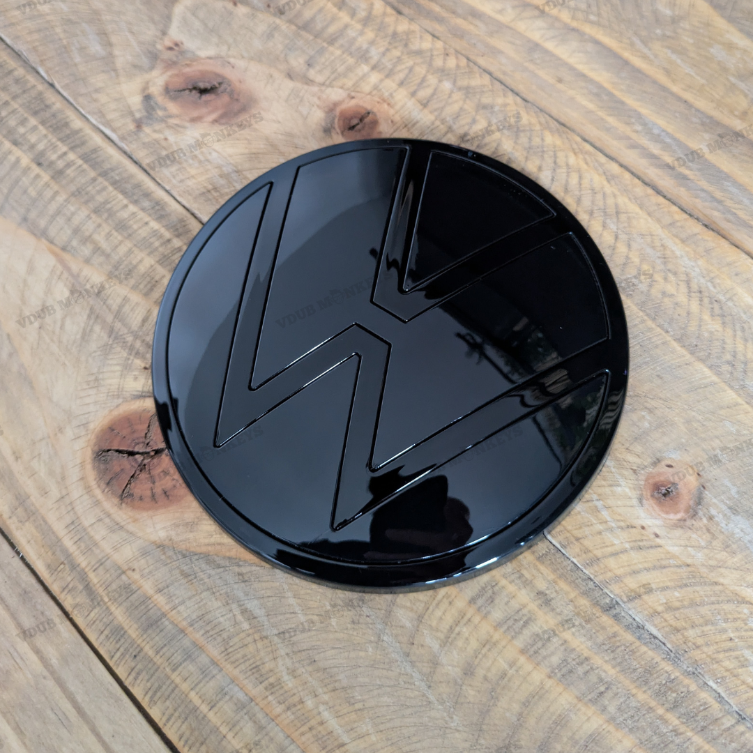 NEW STYLE VW T5 | T6 | CADDY MK3 | MK4 GLOSS BLACK REAR BADGE 130MM