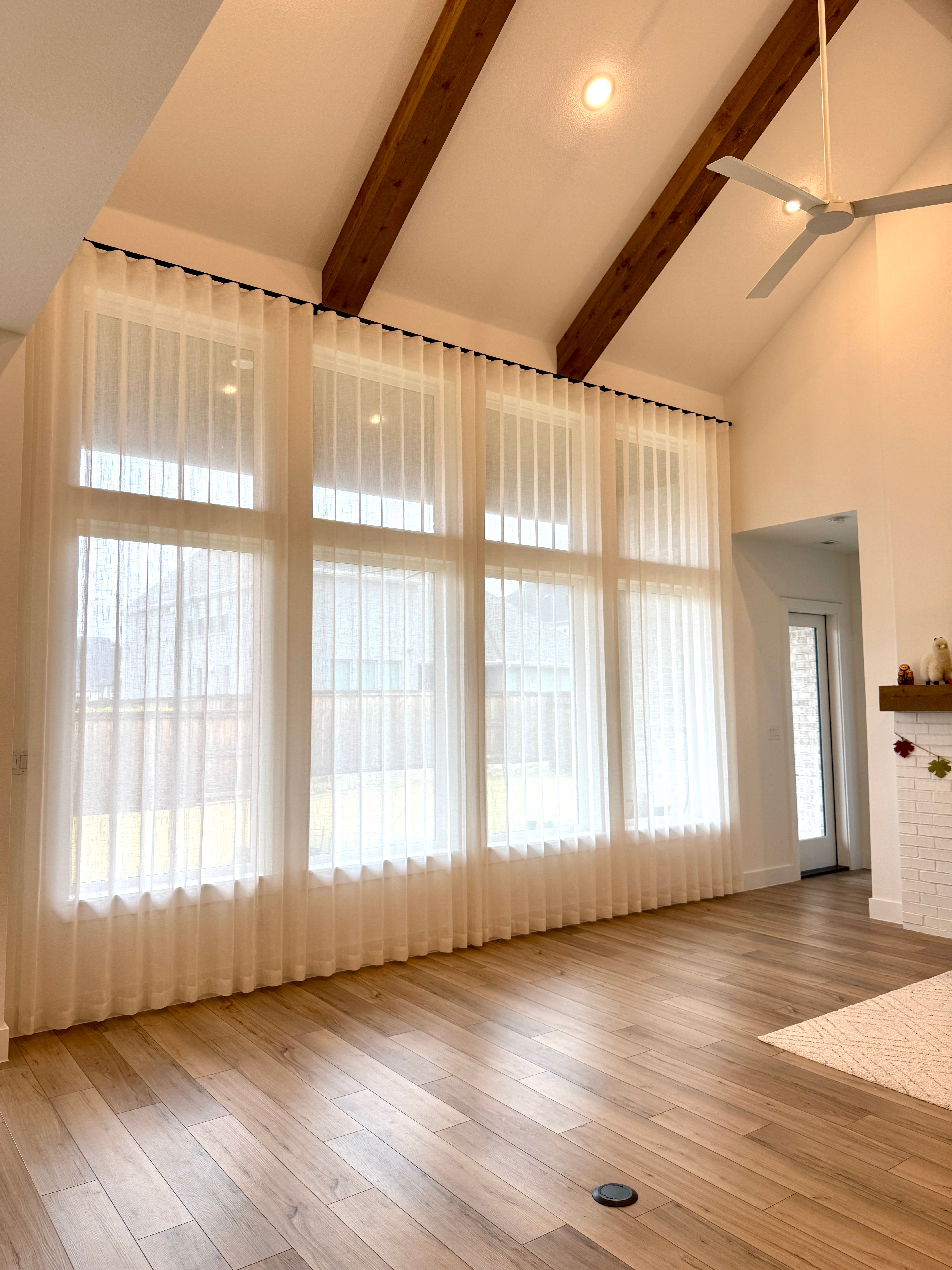 Sheer Curtains, transparent,2 panels with black wall track