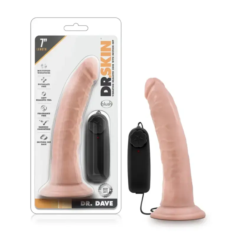 Blush - Dr. Skin - Dr. Dave 7" Vibrating Cock with Suction Cup - Vanilla