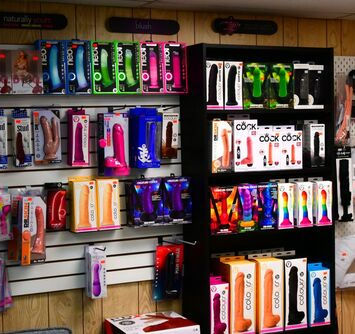 adult toys Edmonton colorful display vibrators accessories wall